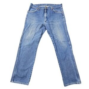 Wrangler Jeans Mens 36x30 Blue 13MWZ Straight Fit Light Wash Denim Pants Cowboy